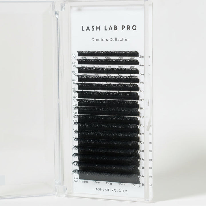 Eyelash packaging with 'Lash Lab Pro' branding on a white background